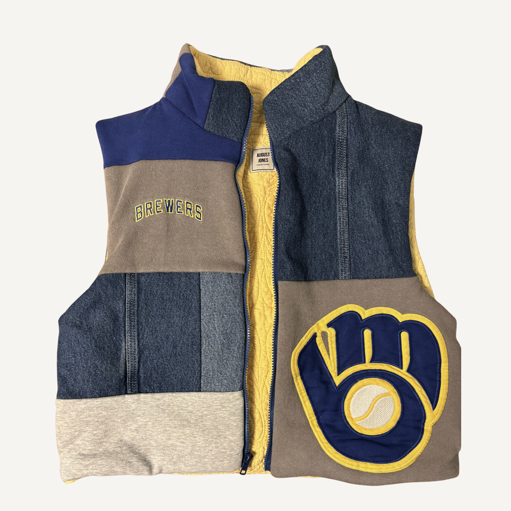Vest with Brewers logo - front view