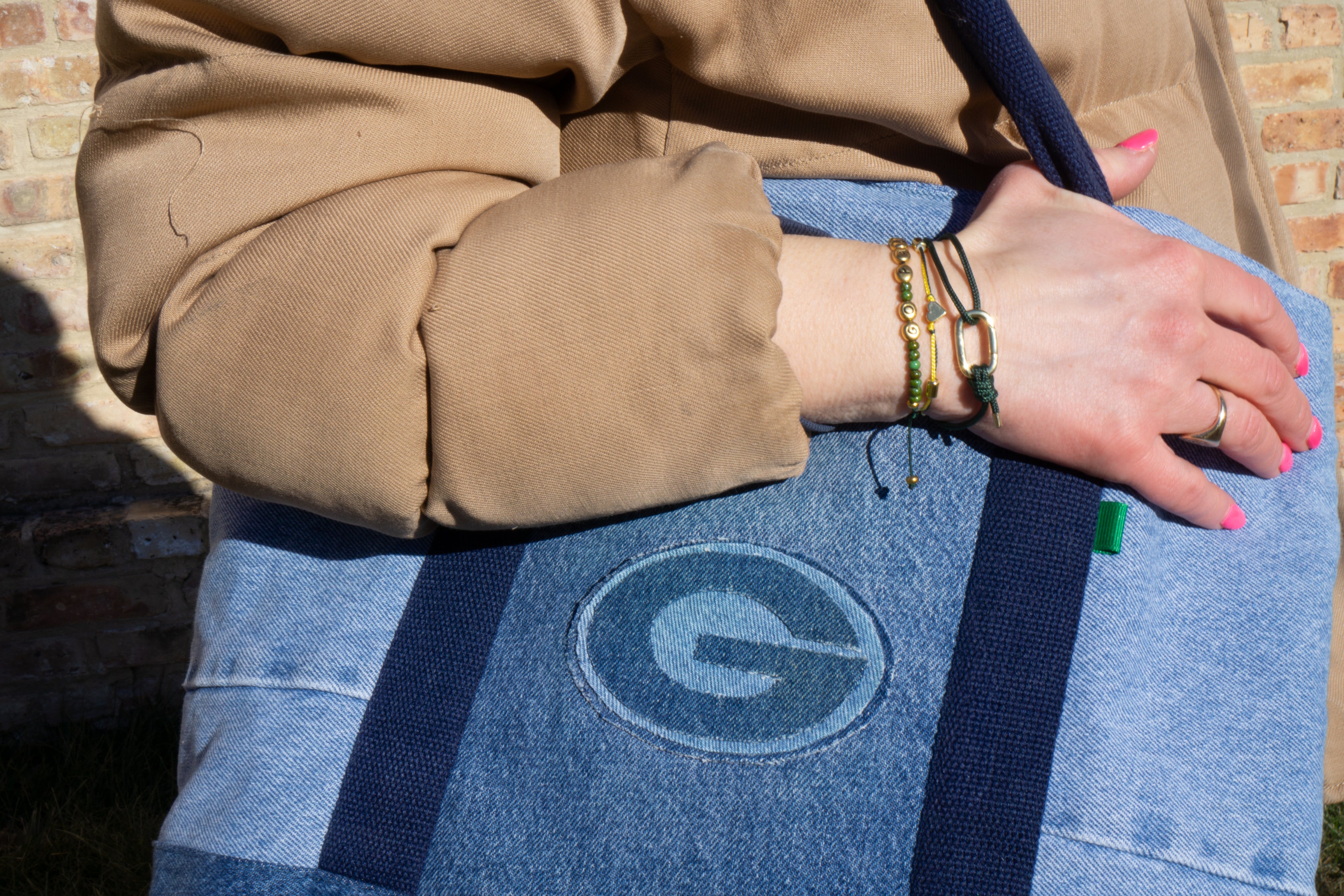 Upcycled Green Bay Packers Denim Tote Bag