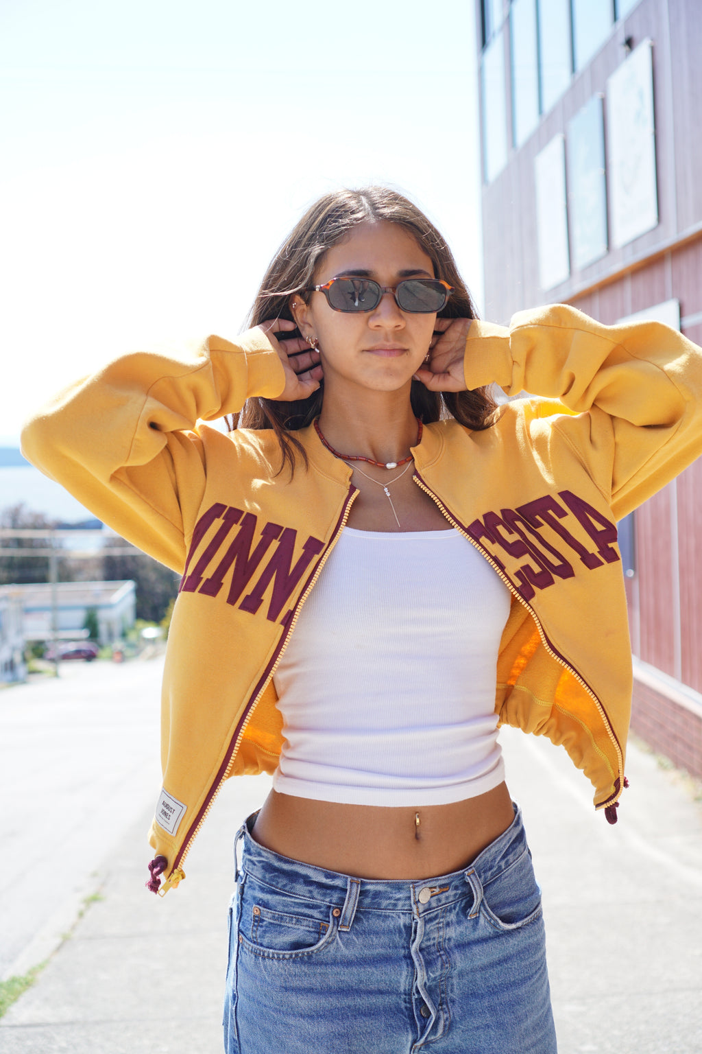 University of Minnesota Zip Through With Drawcord Hem — Size S/M