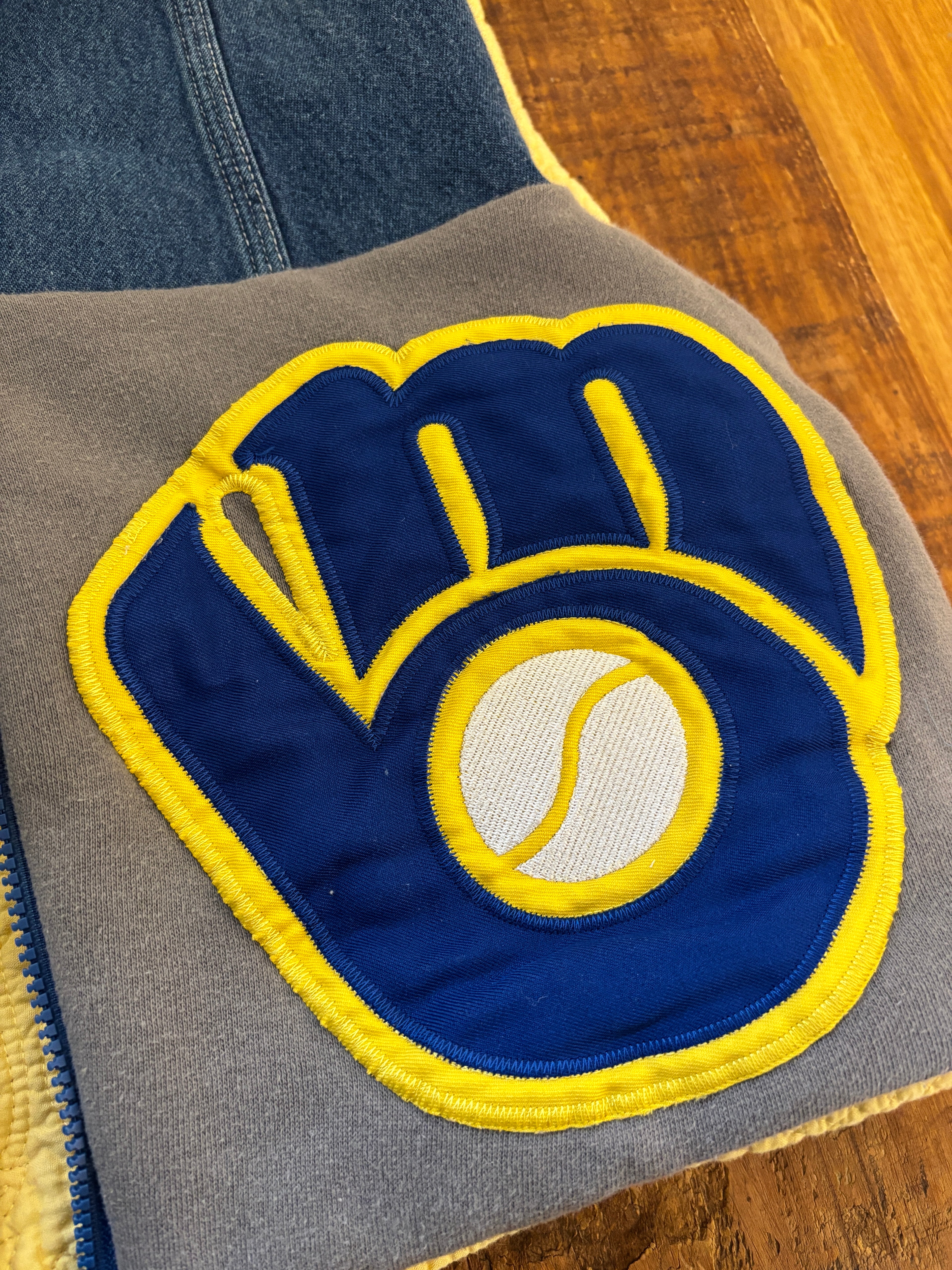 Milwaukee Brewers Denim Patchwork Vest — Size S