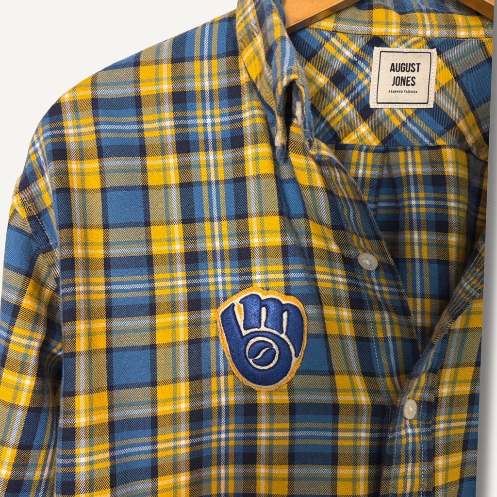 Milwaukee Brewers Cropped Flannel Shirt— Size S