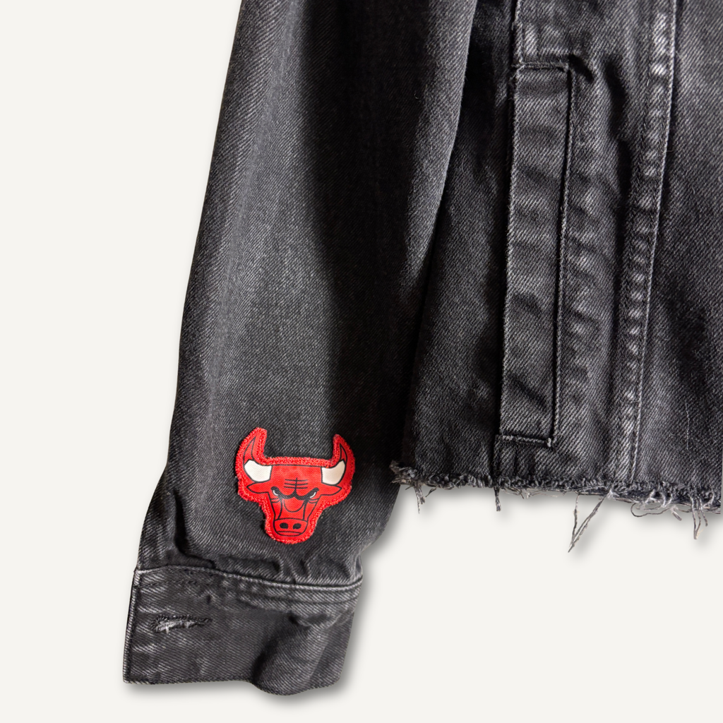 Chicago Bulls Cropped Denim Jacket — Size S