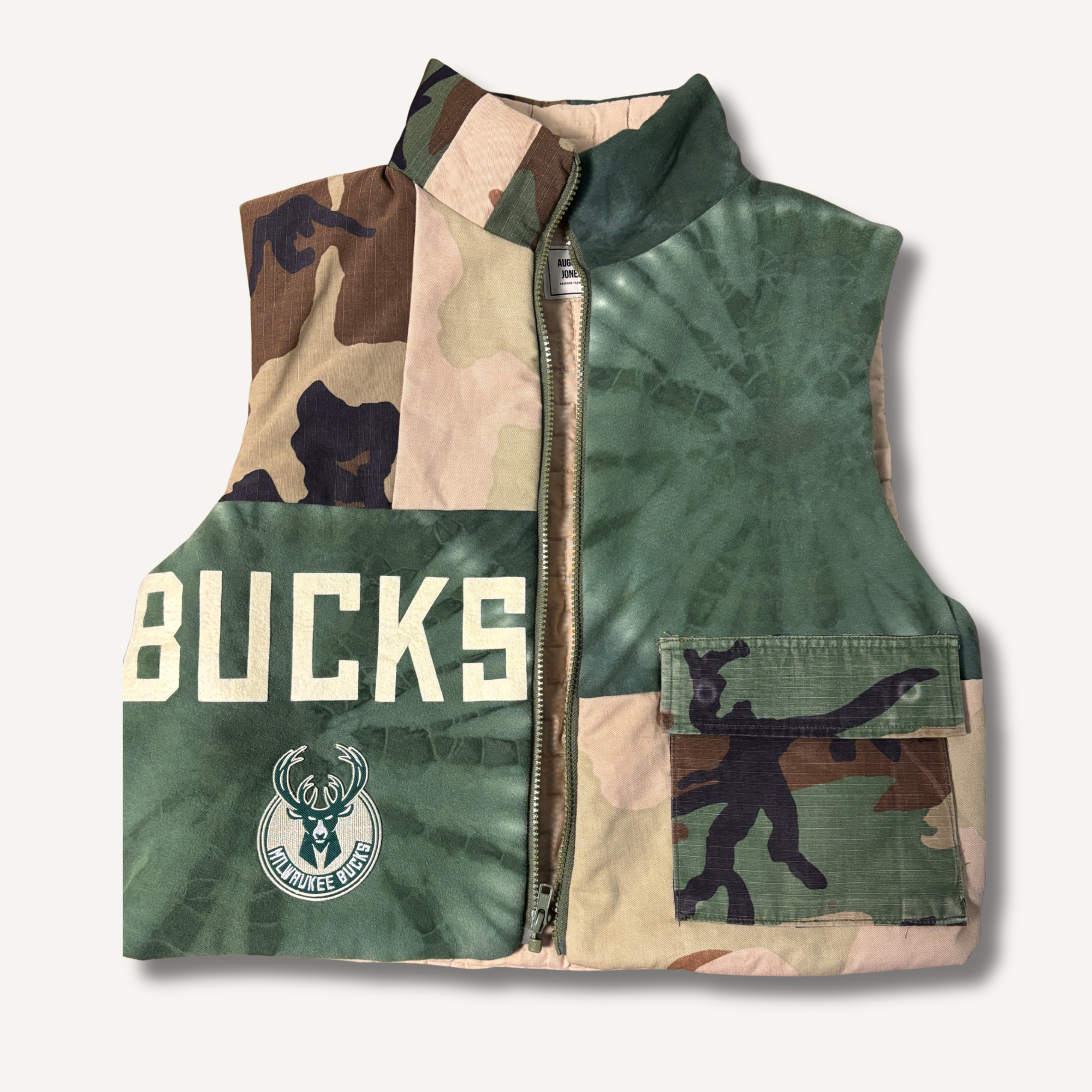 Milwaukee Bucks Camo Patchwork Vest — Size S