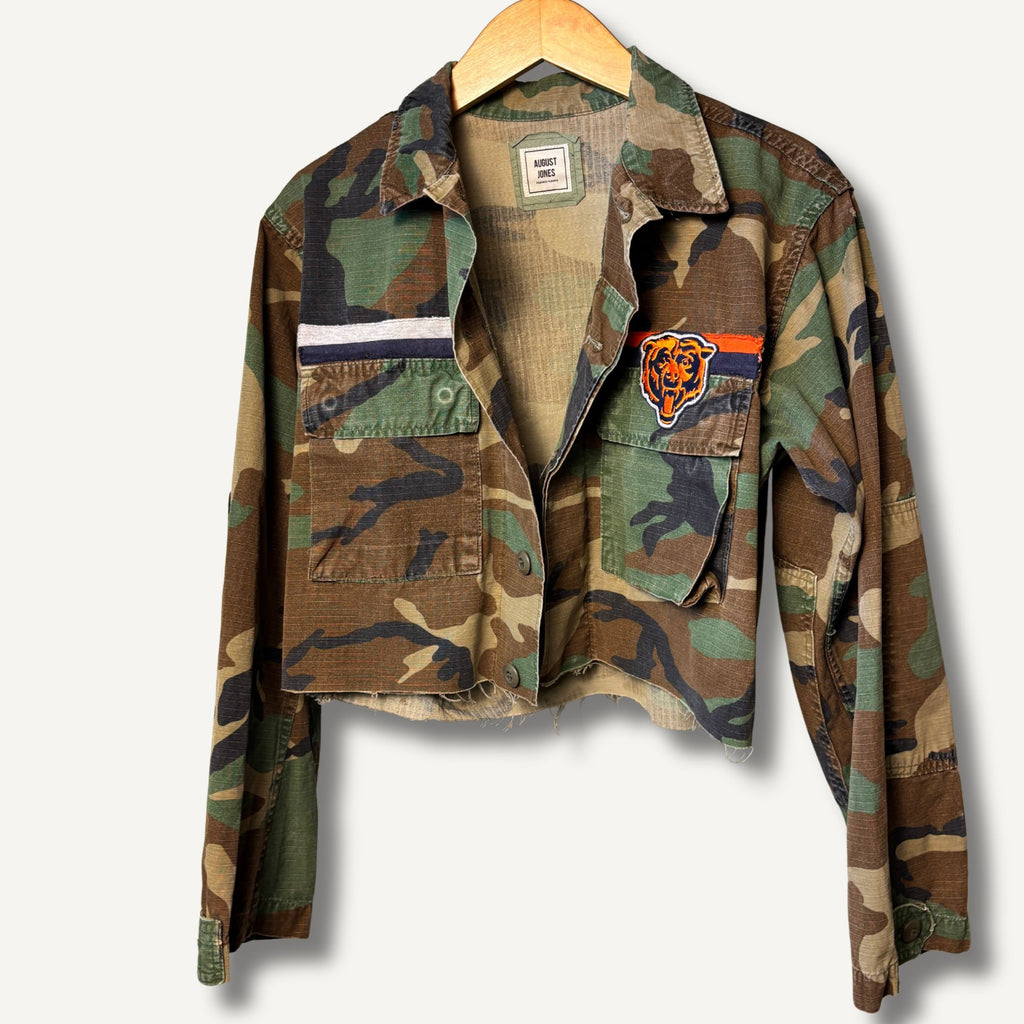 Chicago Bears Cropped Camo Military Jacket — Size S