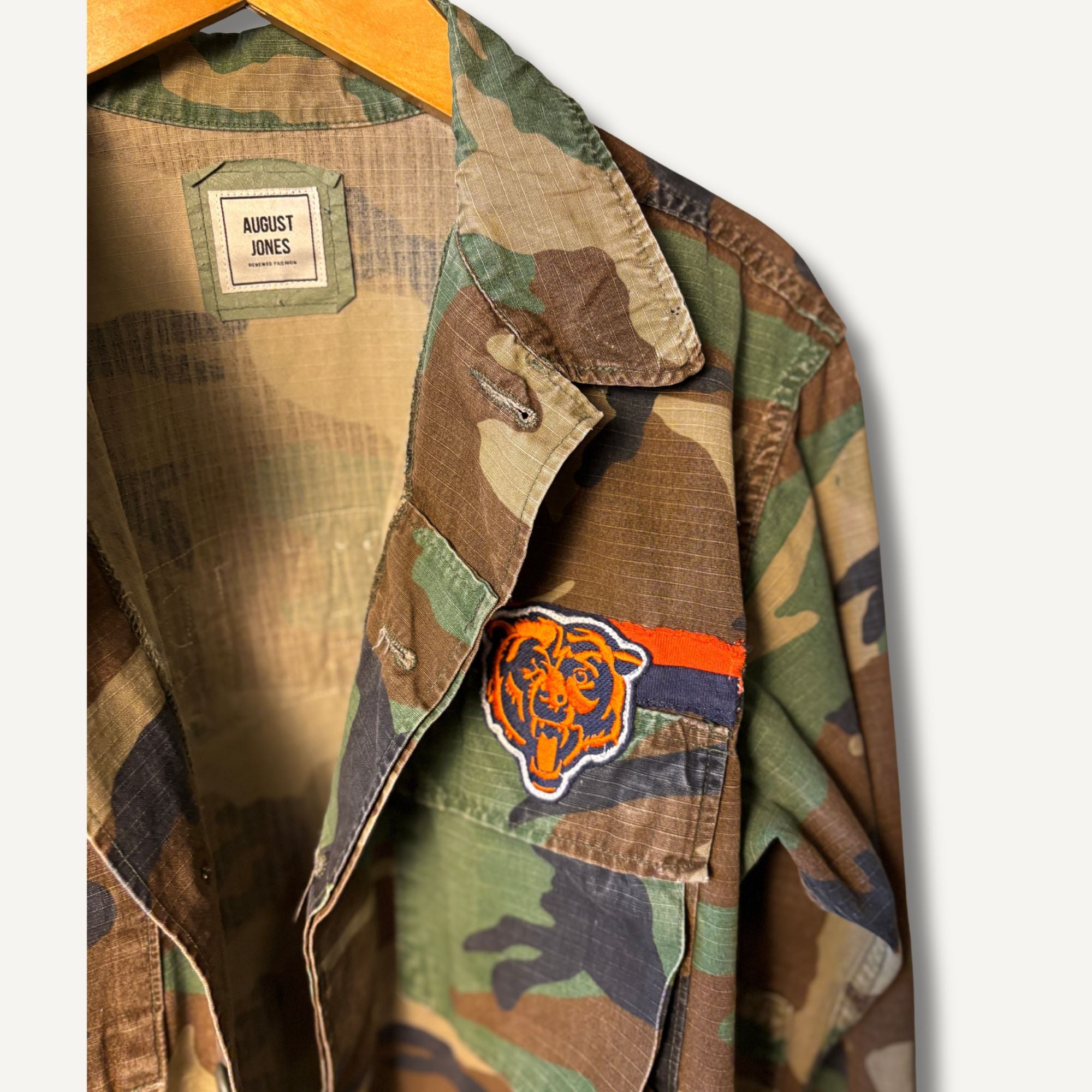 Chicago Bears Cropped Camo Military Jacket — Size S