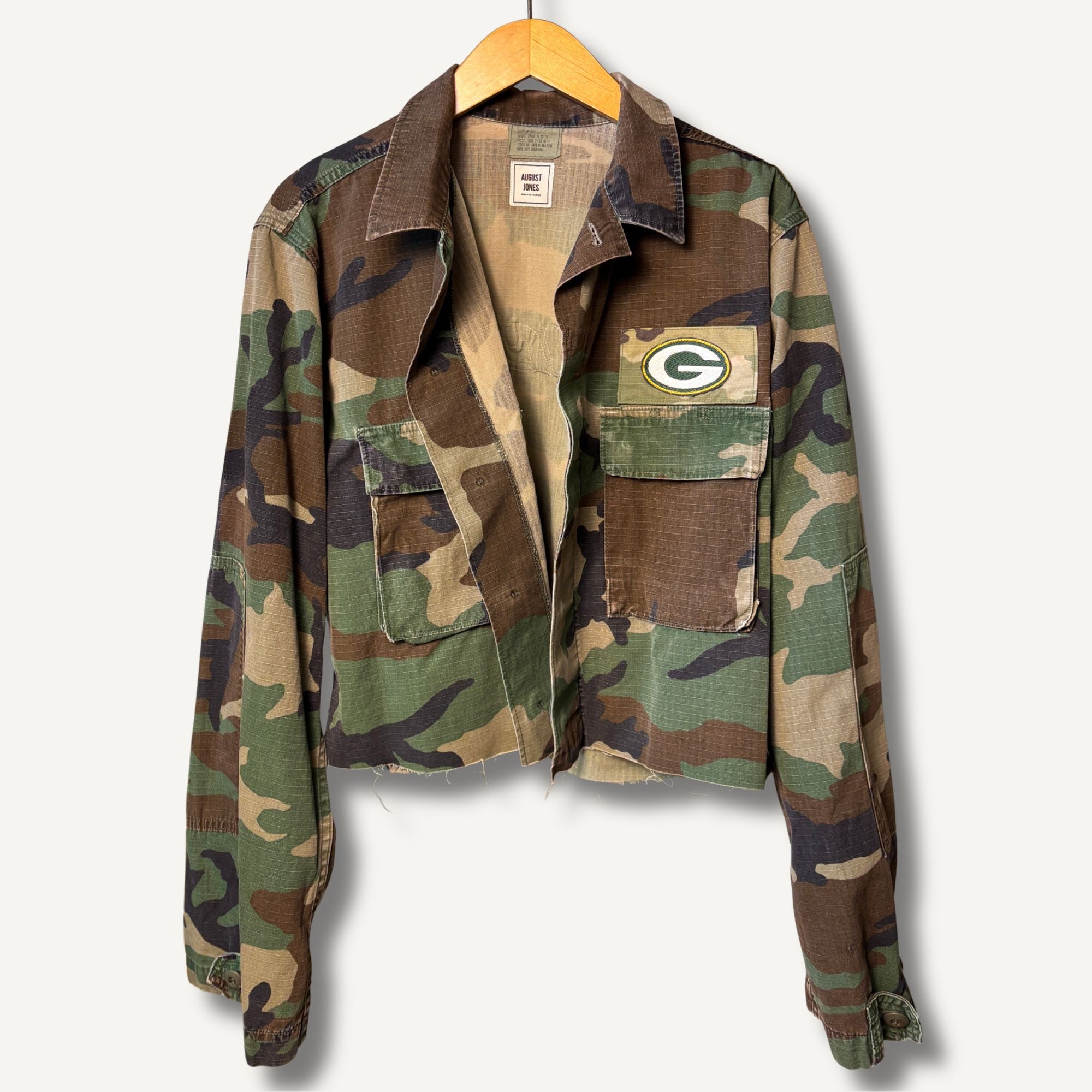 Green Bay Packers Camo Military Jacket — Size L