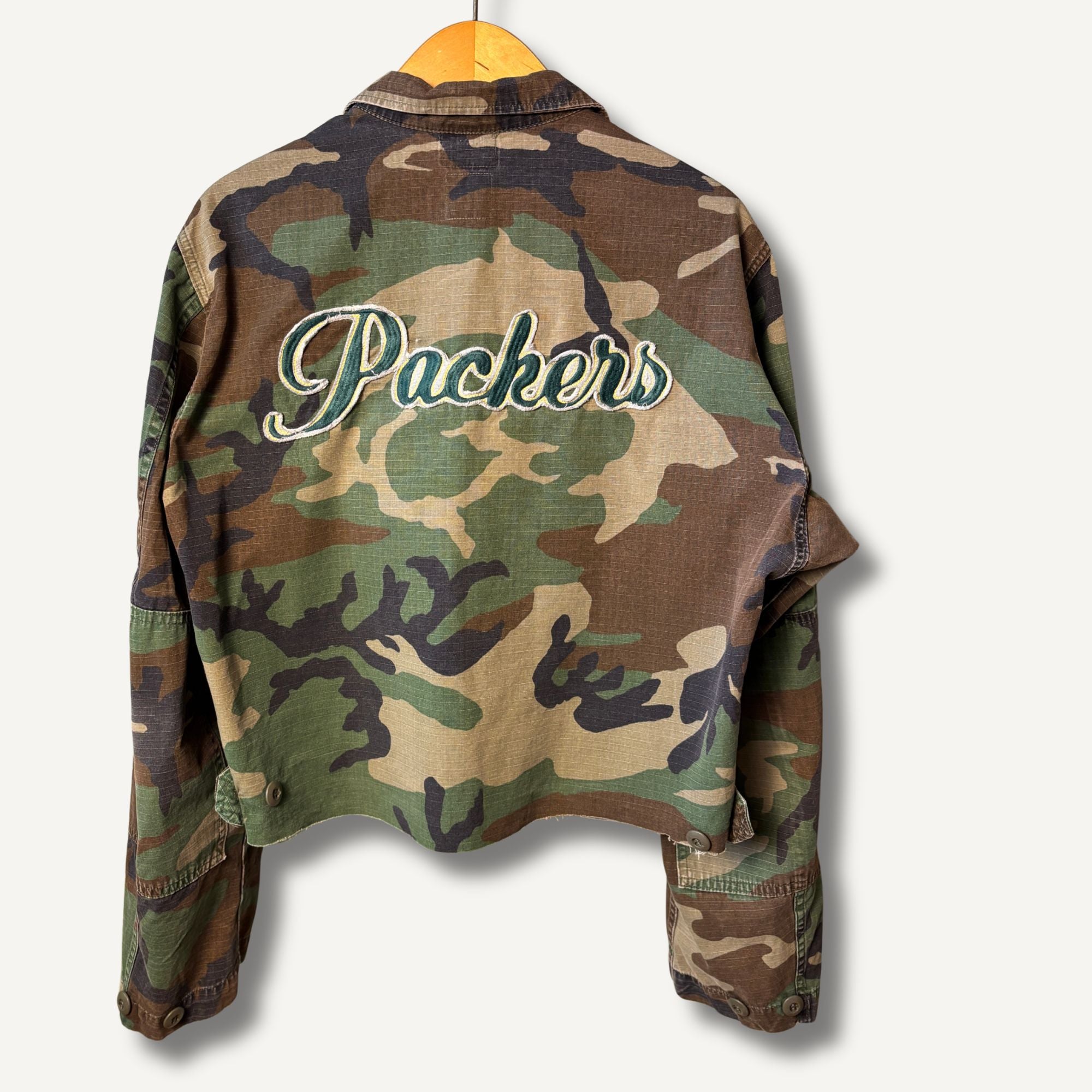 Green Bay Packers Camo Military Jacket — Size L