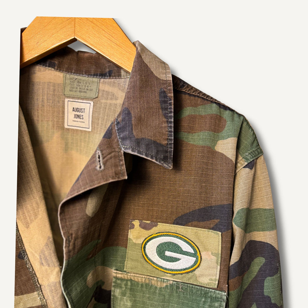 Green Bay Packers Camo Military Jacket — Size L