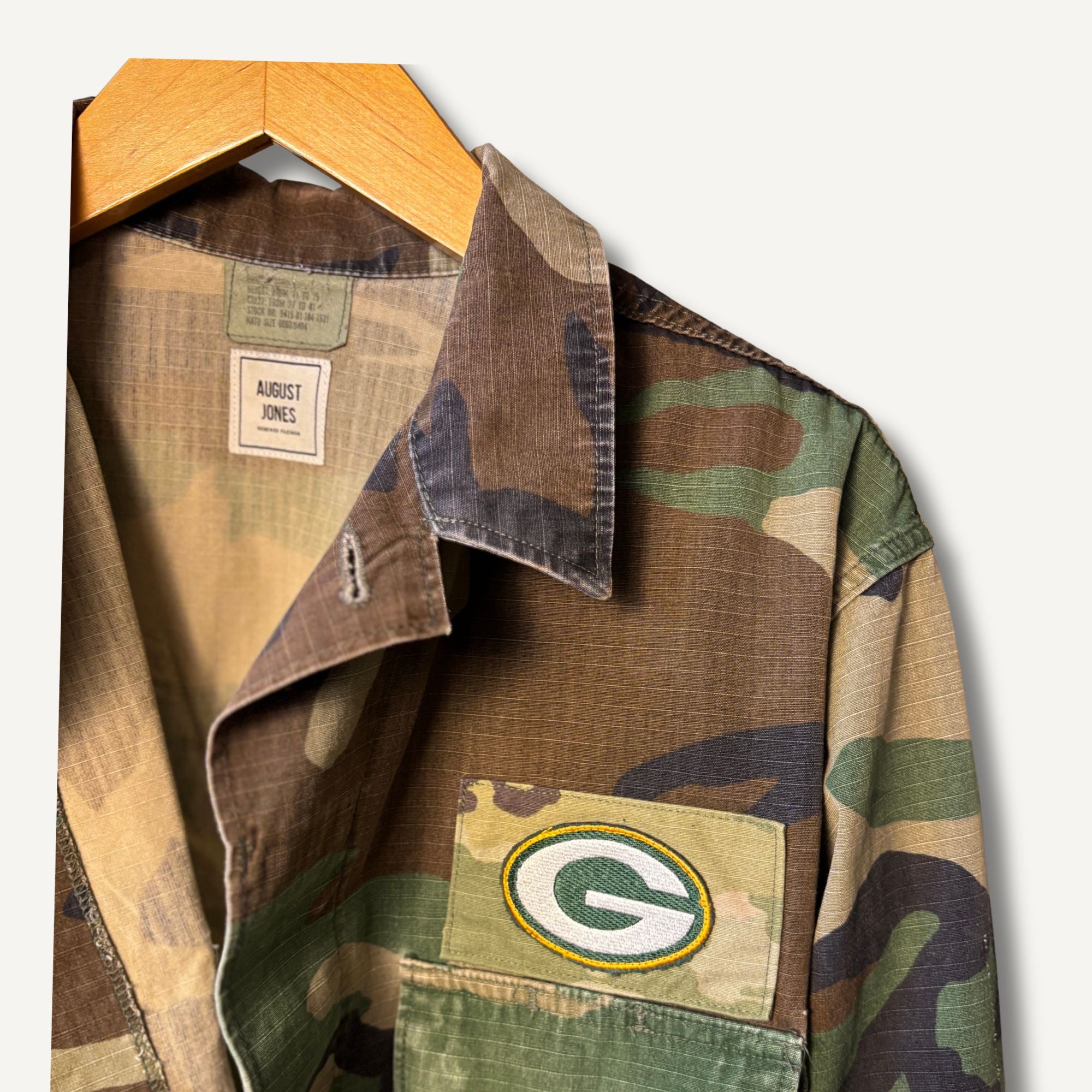 Green Bay Packers Camo Military Jacket — Size L