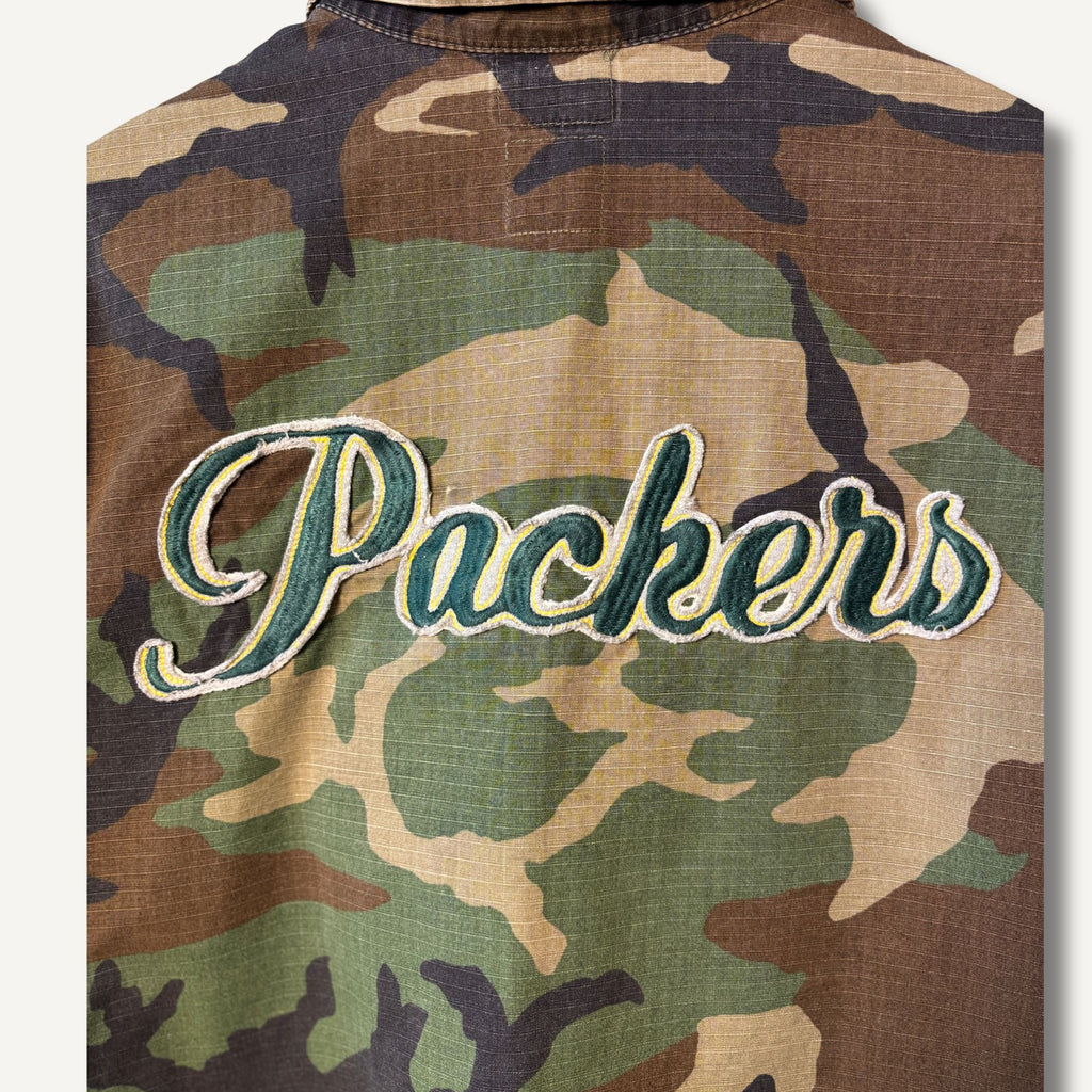 Green Bay Packers Camo Military Jacket — Size L