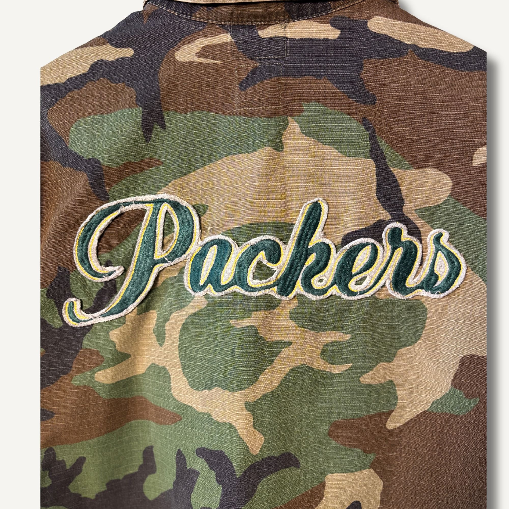 Green Bay Packers Camo Military Jacket — Size L