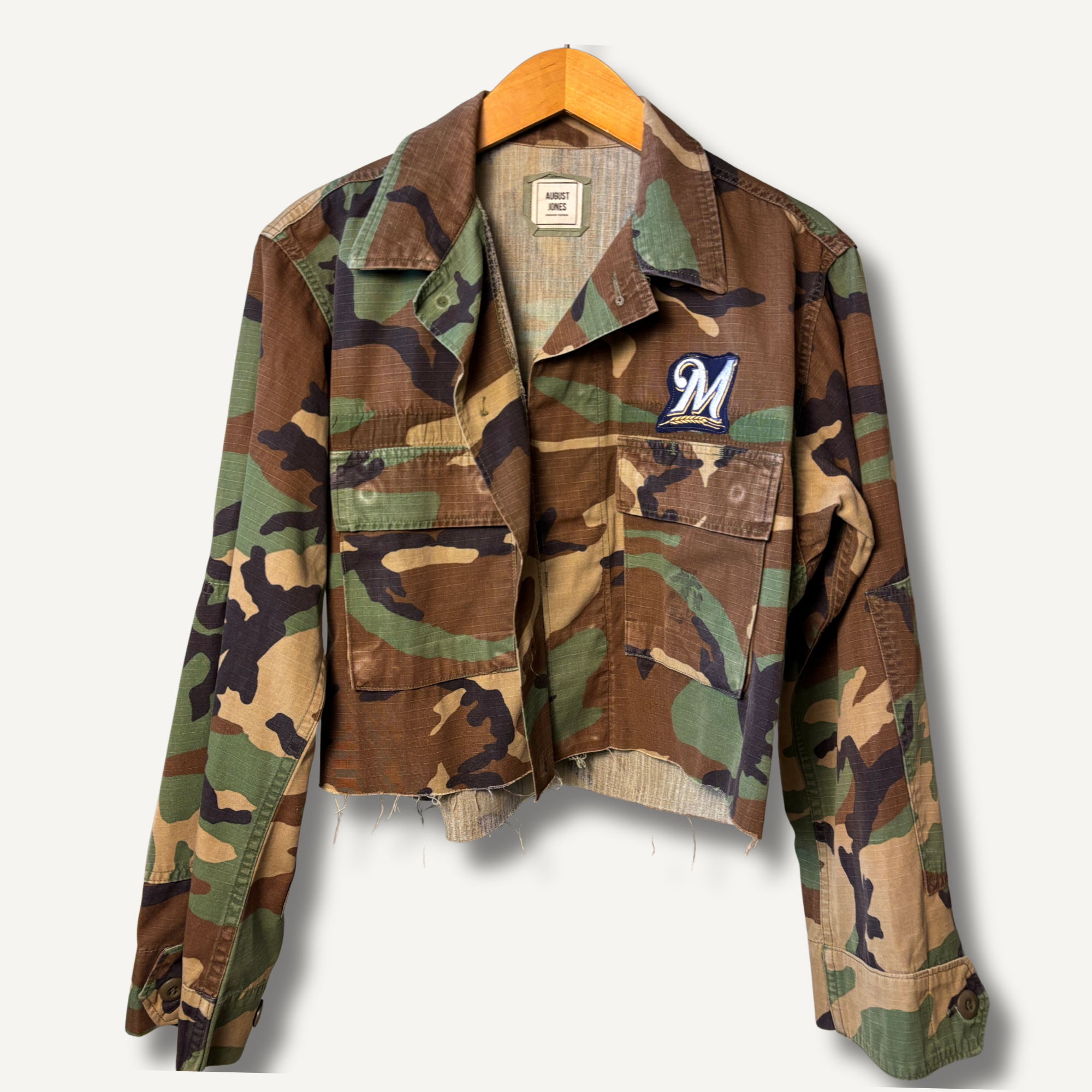 Milwaukee Brewers Cropped Camo Military Jacket — Size S