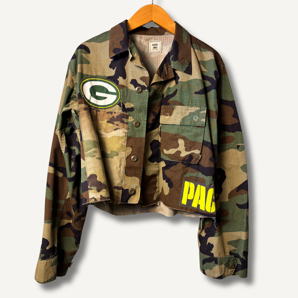 Green Bay Packers Camo Military Jacket — Size M