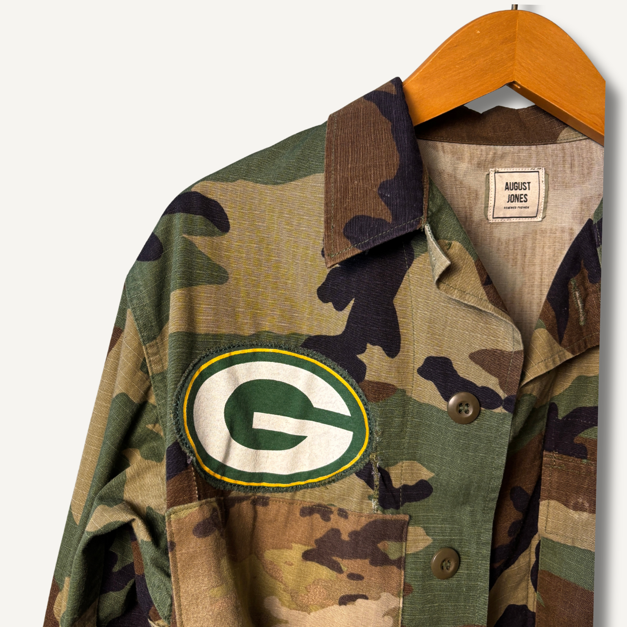 Green Bay Packers Camo Military Jacket — Size M