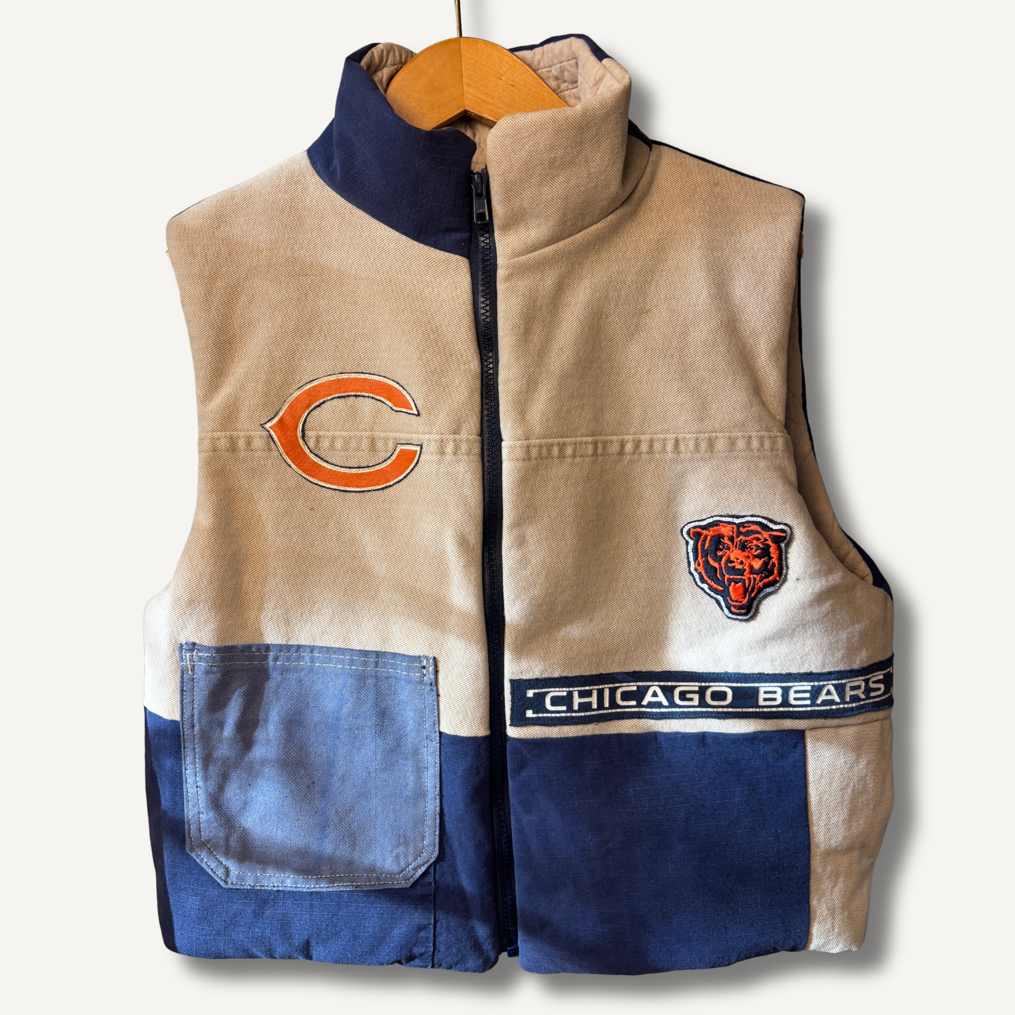 Chicago Bears Khaki & Navy Vest — Size M