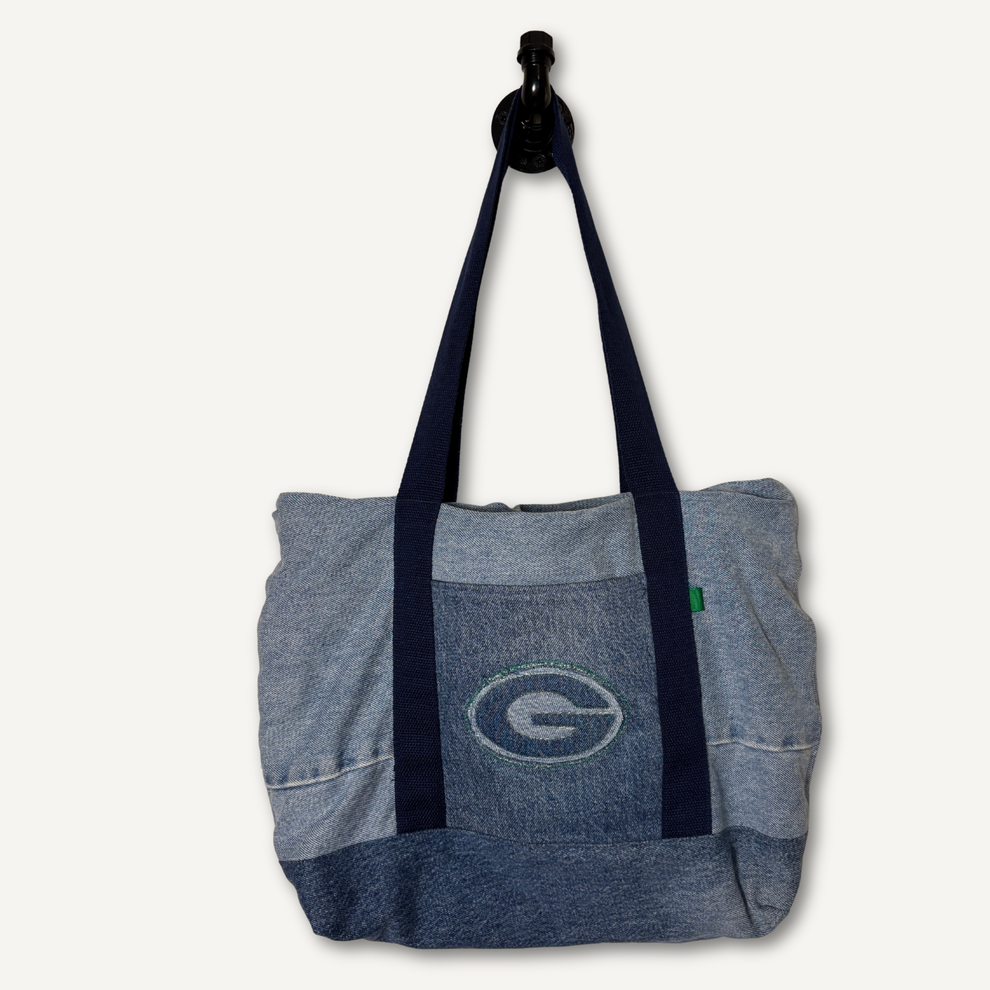 Upcycled Green Bay Packers Denim Tote Bag