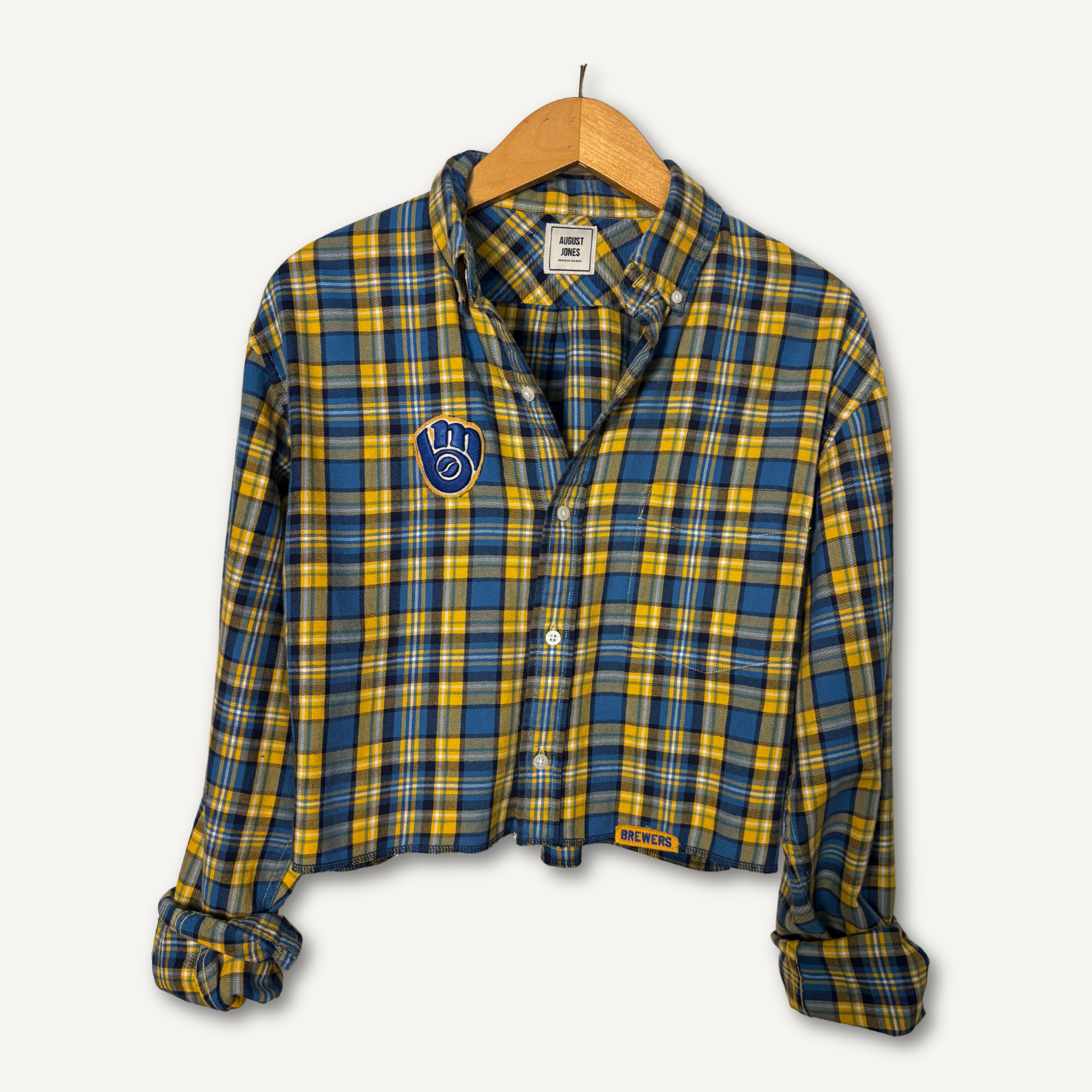 Milwaukee Brewers Cropped Flannel Shirt— Size S