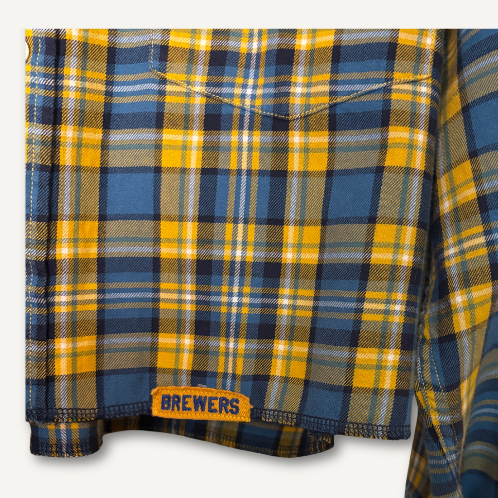 Milwaukee Brewers Cropped Flannel Shirt— Size S