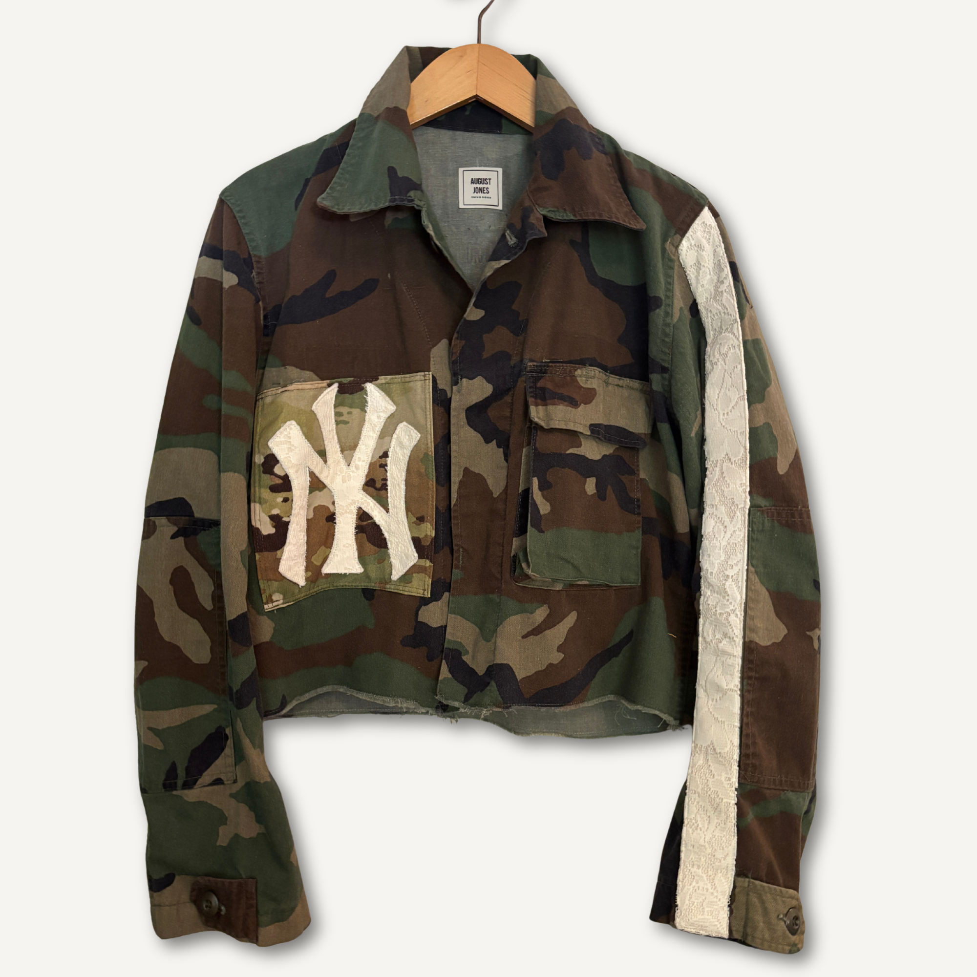 NY Yankees Reworked Cropped Camo Military Jacket — Size M/L