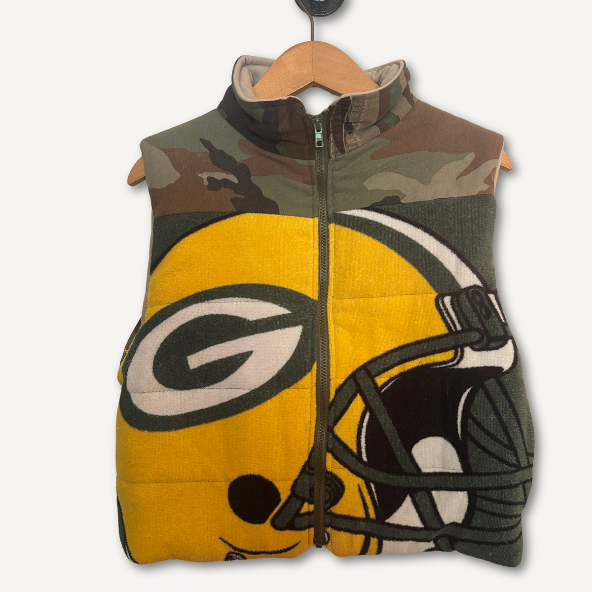 Green Bay Packers Camo Patchwork Vest — Size S
