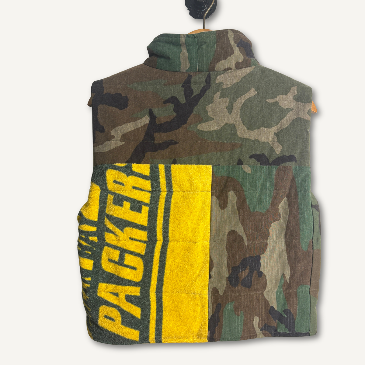 Green Bay Packers Camo Patchwork Vest — Size S