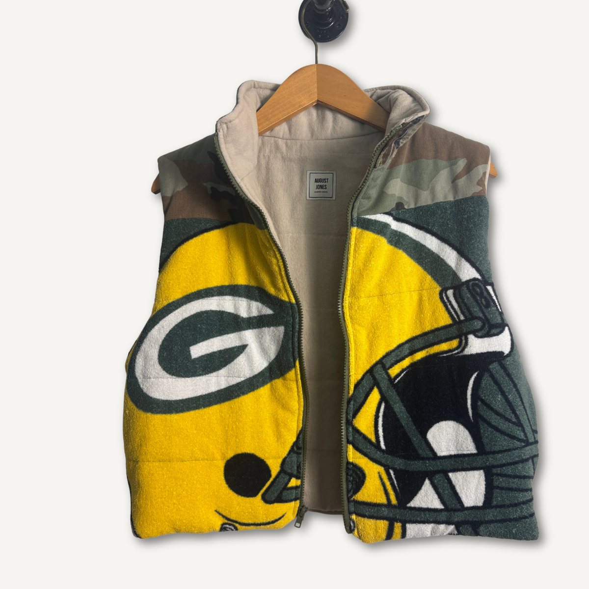 Green Bay Packers Camo Patchwork Vest — Size S