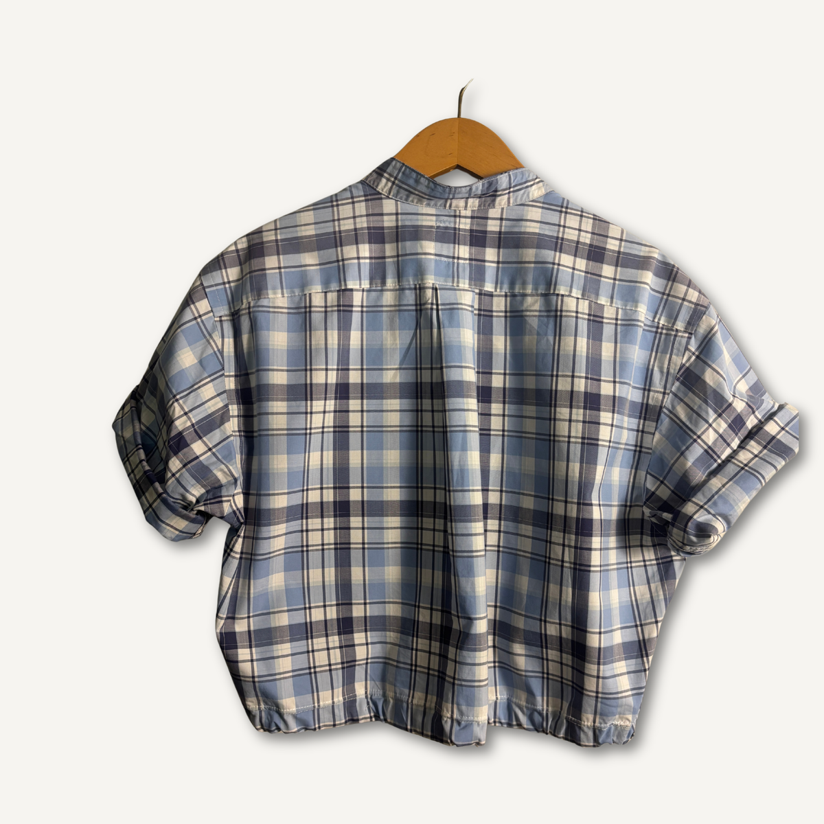 NY Yankees Cropped Short Sleeve Shirt With Drawcord Hem— Size S
