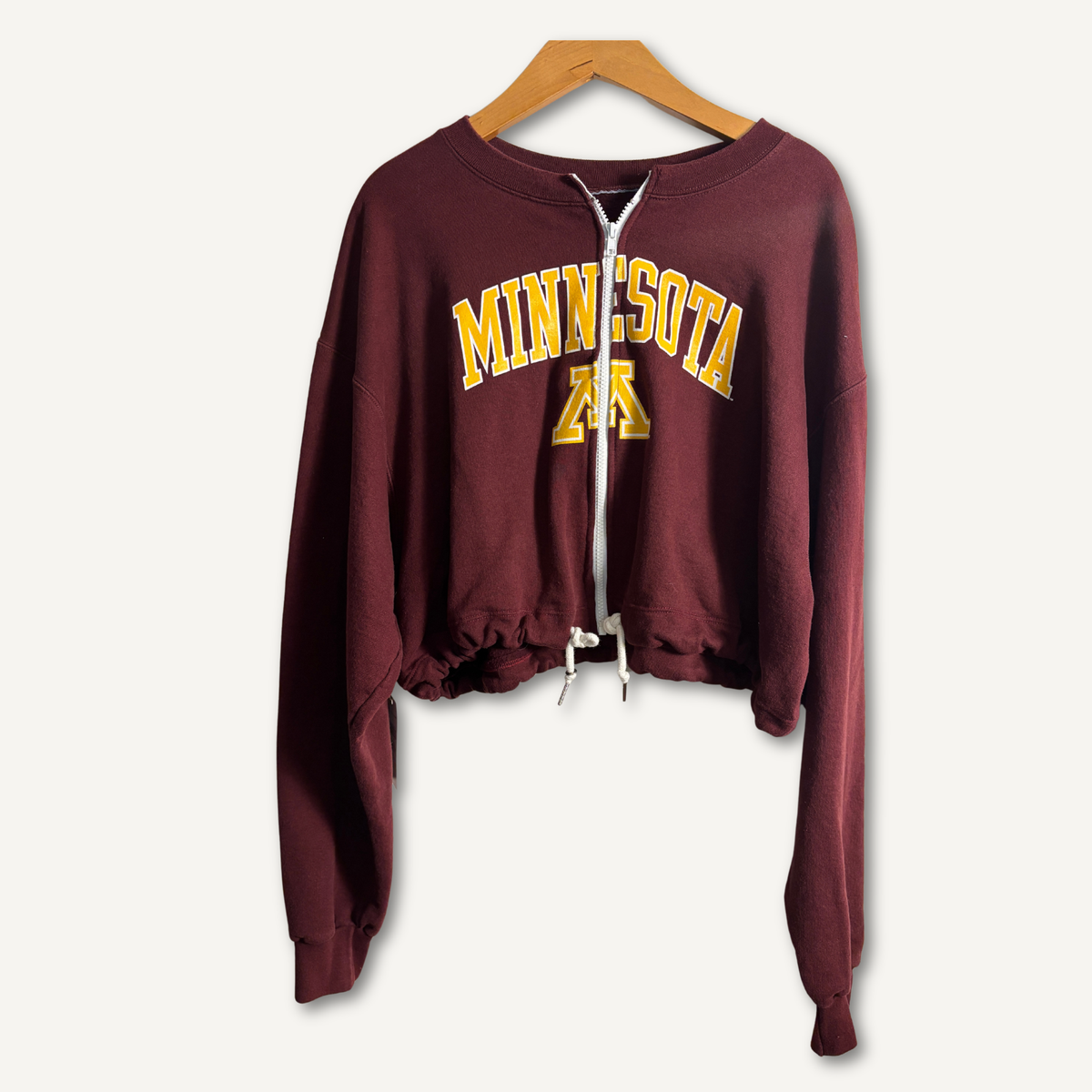University of Minnesota Zip Through With Drawcord Hem — Size XL