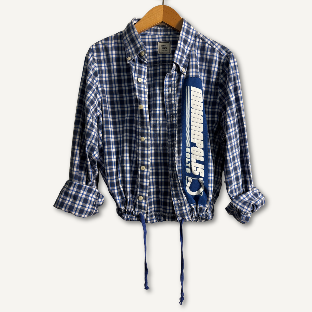 Indianapolis Colts Button Down Shirt With Drawcord Hem— Size L