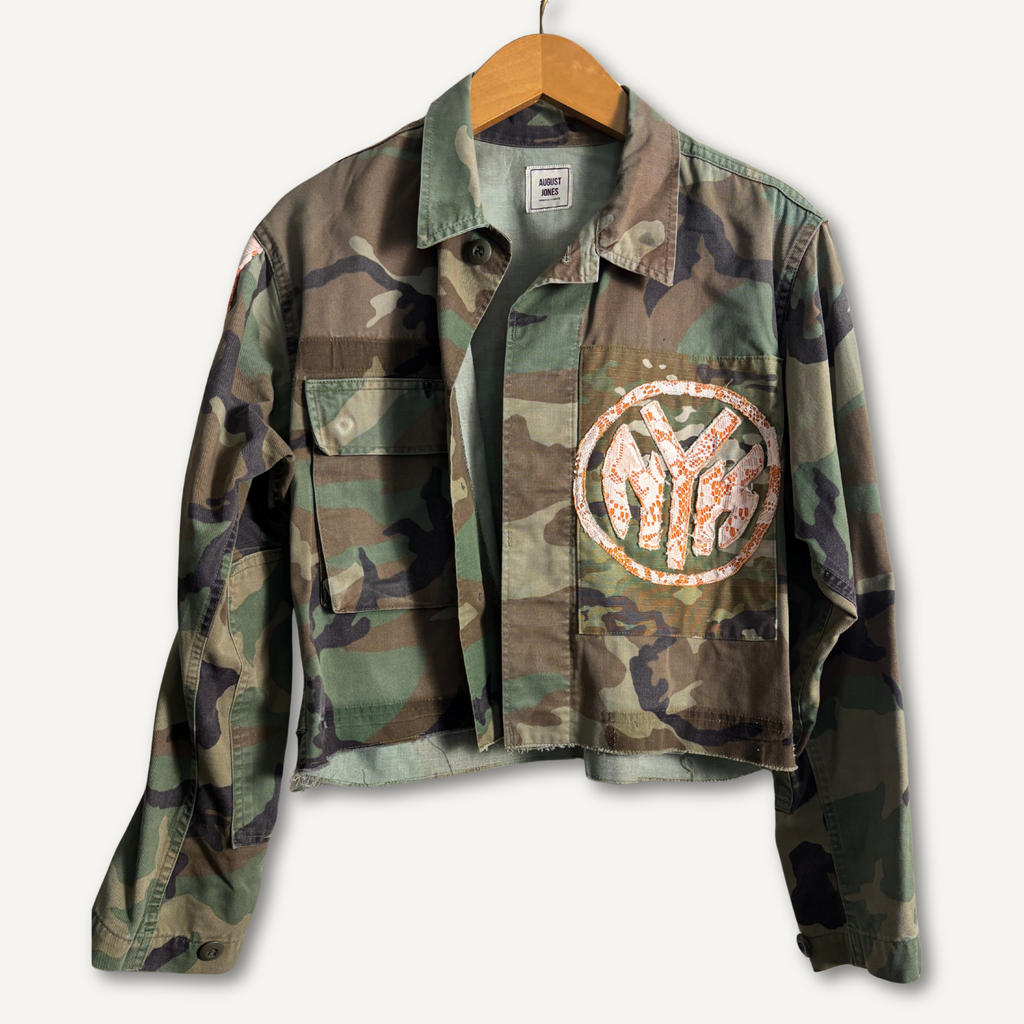 NY Knicks Reworked Cropped Camo Military Jacket — Size S/M