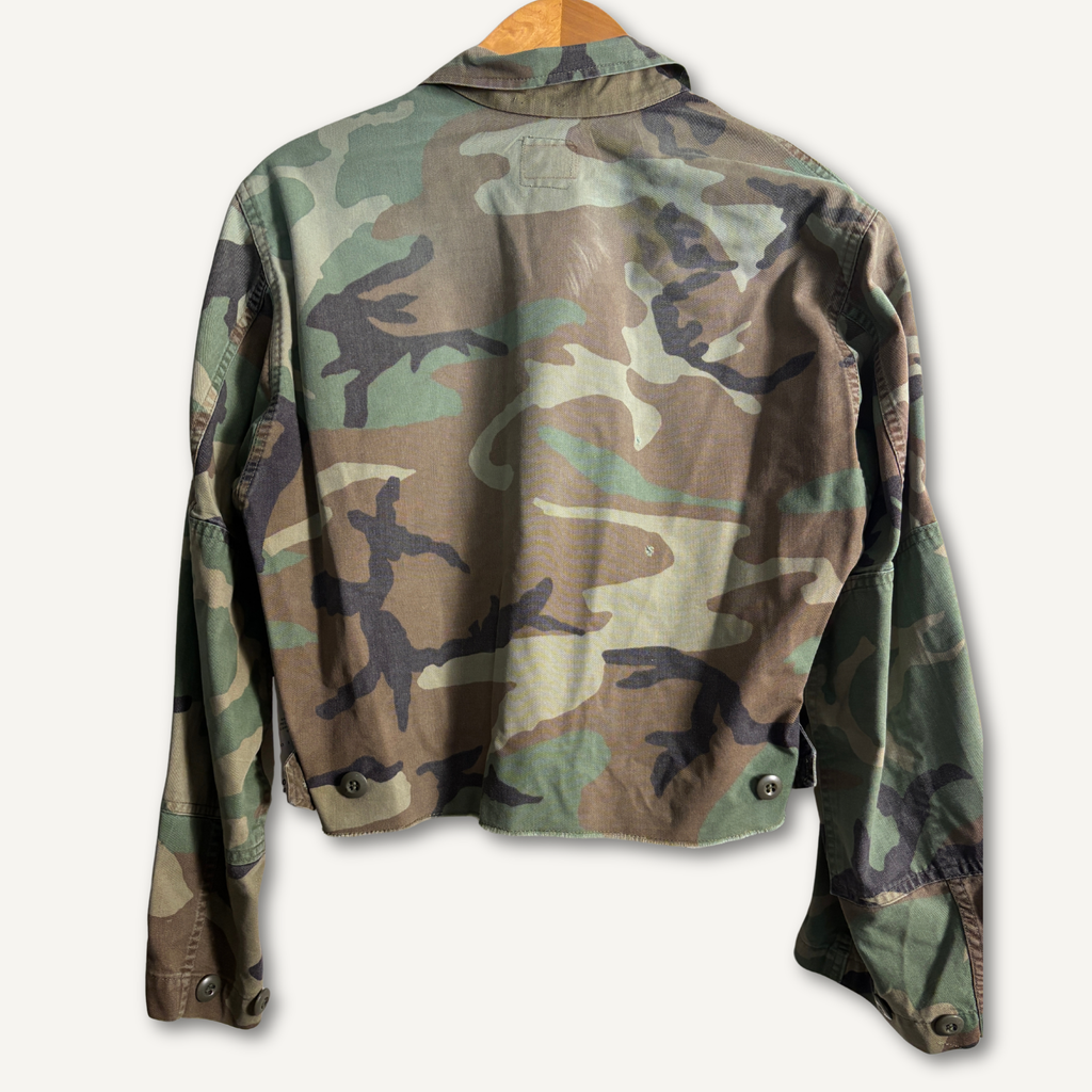 NY Knicks Reworked Cropped Camo Military Jacket — Size S/M