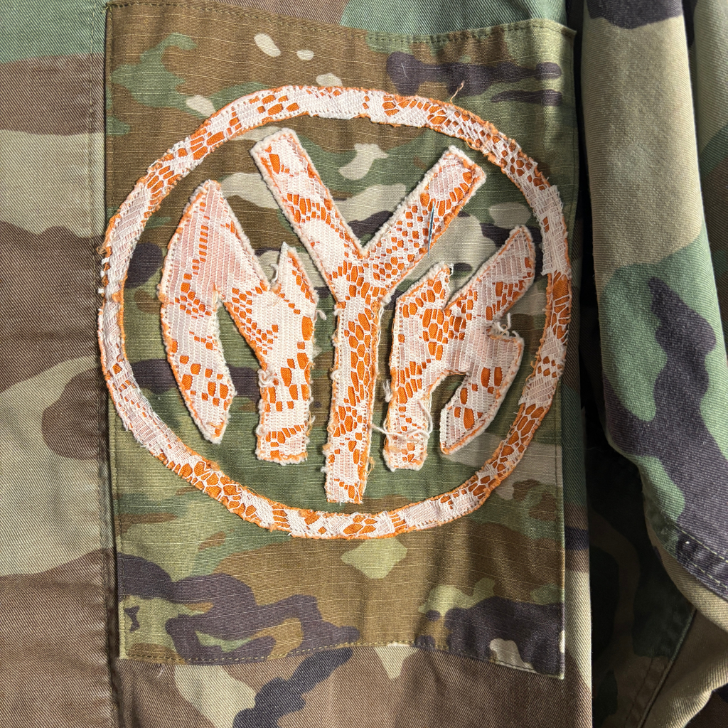 NY Knicks Reworked Cropped Camo Military Jacket — Size S/M