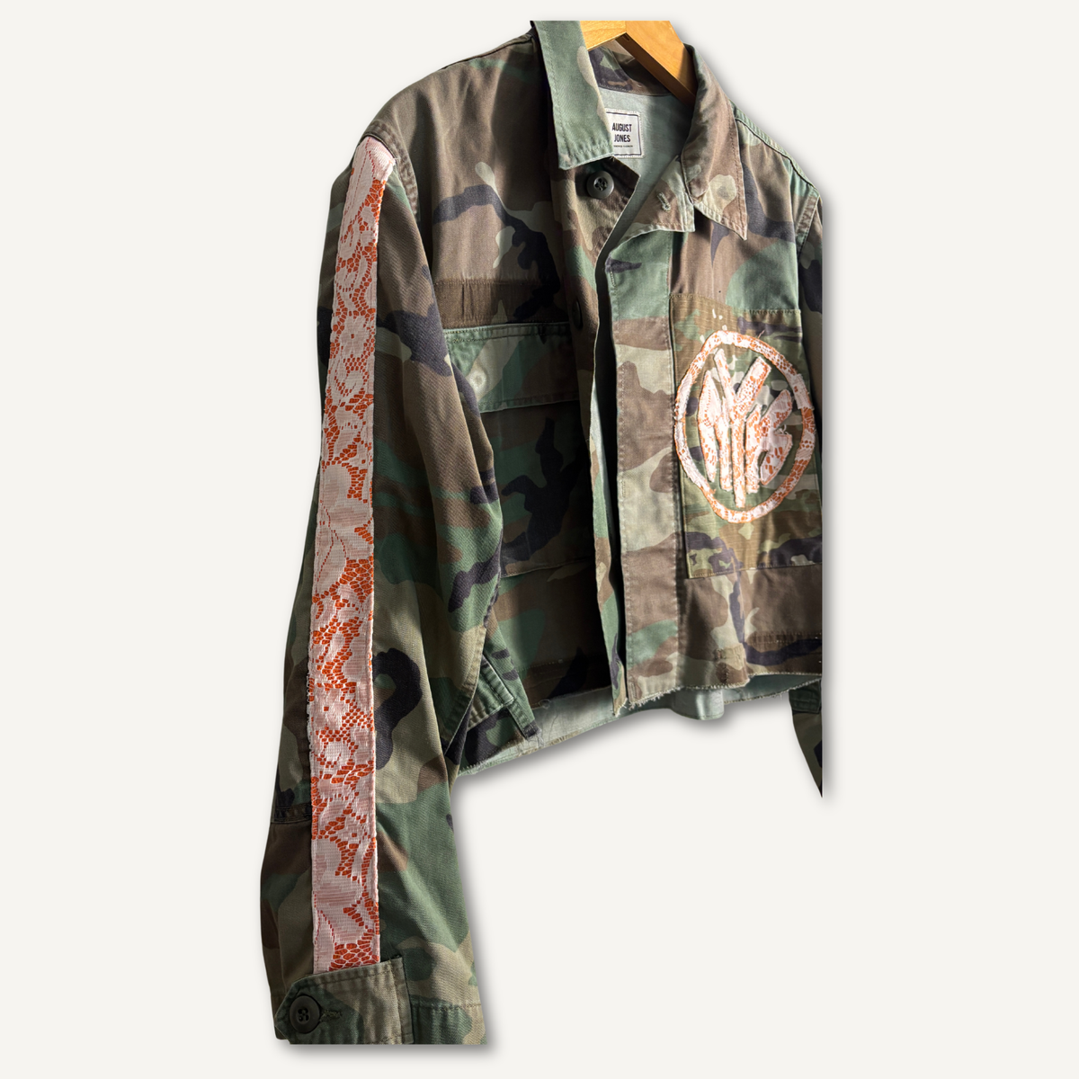 NY Knicks Reworked Cropped Camo Military Jacket — Size S/M