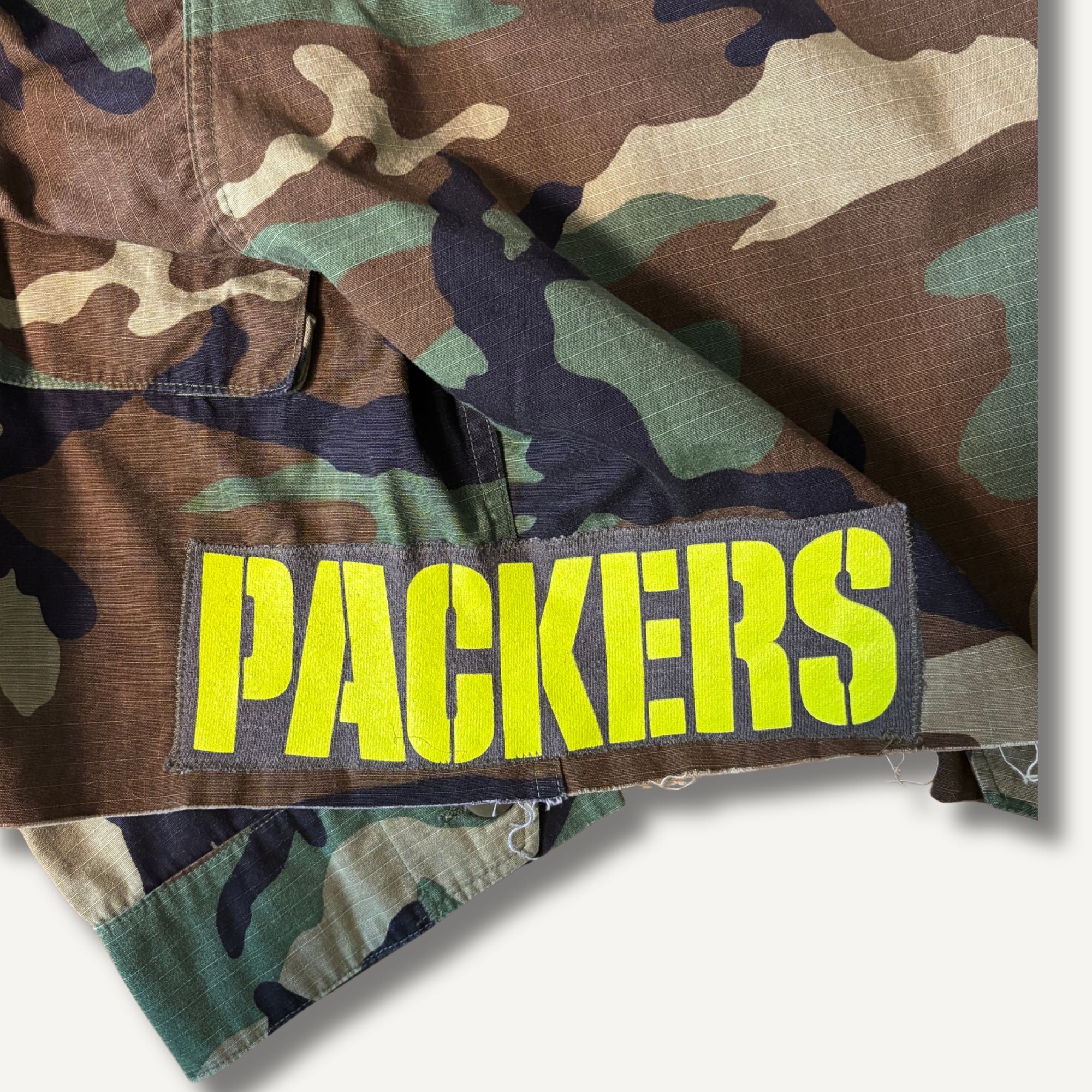 Green Bay Packers Camo Military Jacket — Size M