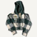 Green Bay Packers Cropped Flannel Hoodie— Size S