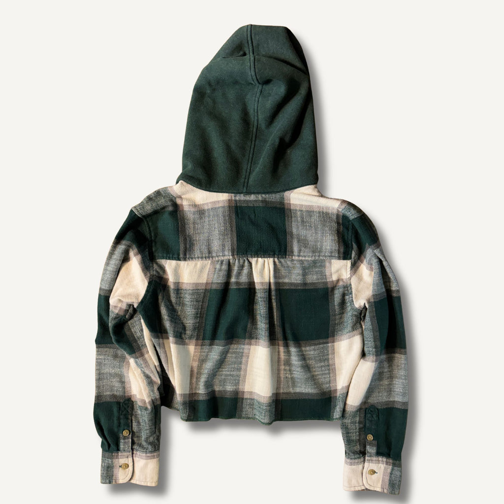Green Bay Packers Cropped Flannel Hoodie— Size S