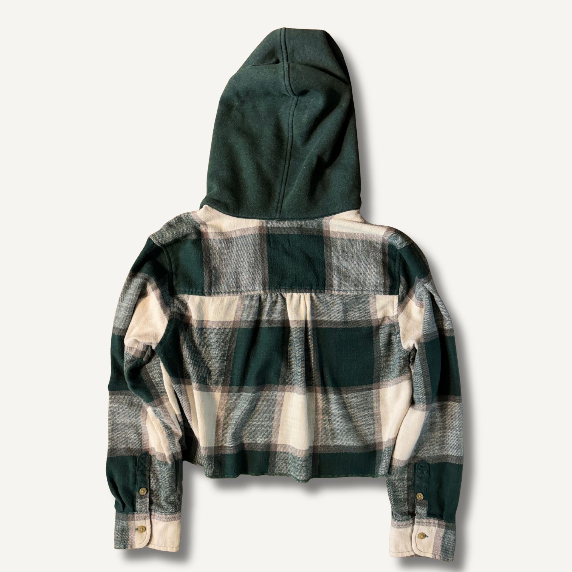 Green Bay Packers Cropped Flannel Hoodie— Size S