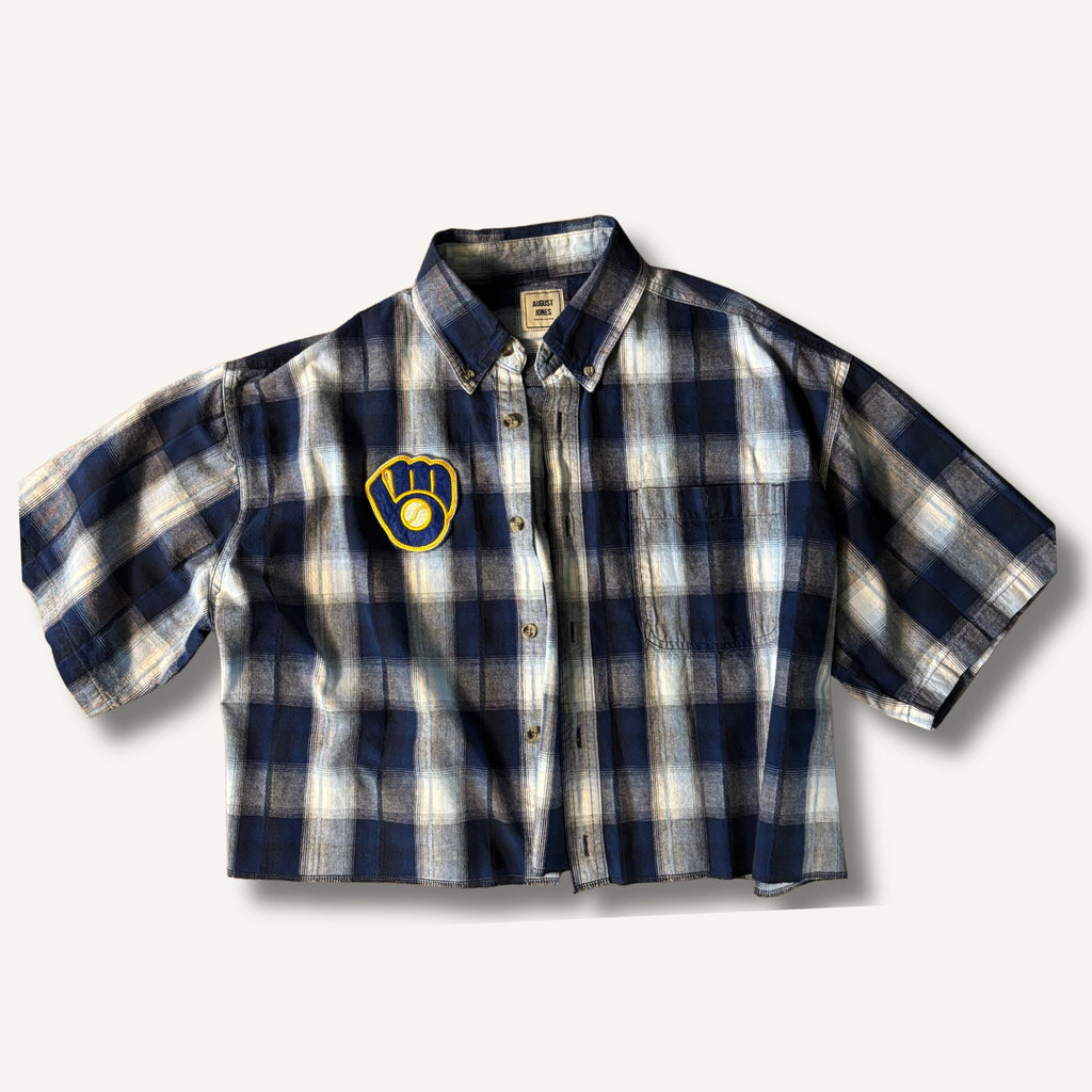 Milwaukee Brewers Cropped Short Sleeve Shirt— Size M