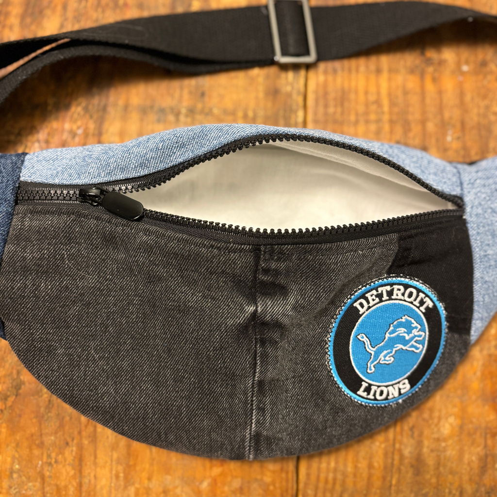 Upcycled Detroit Lions Sling Bag