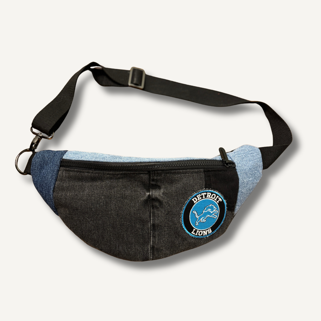 Upcycled Detroit Lions Sling Bag