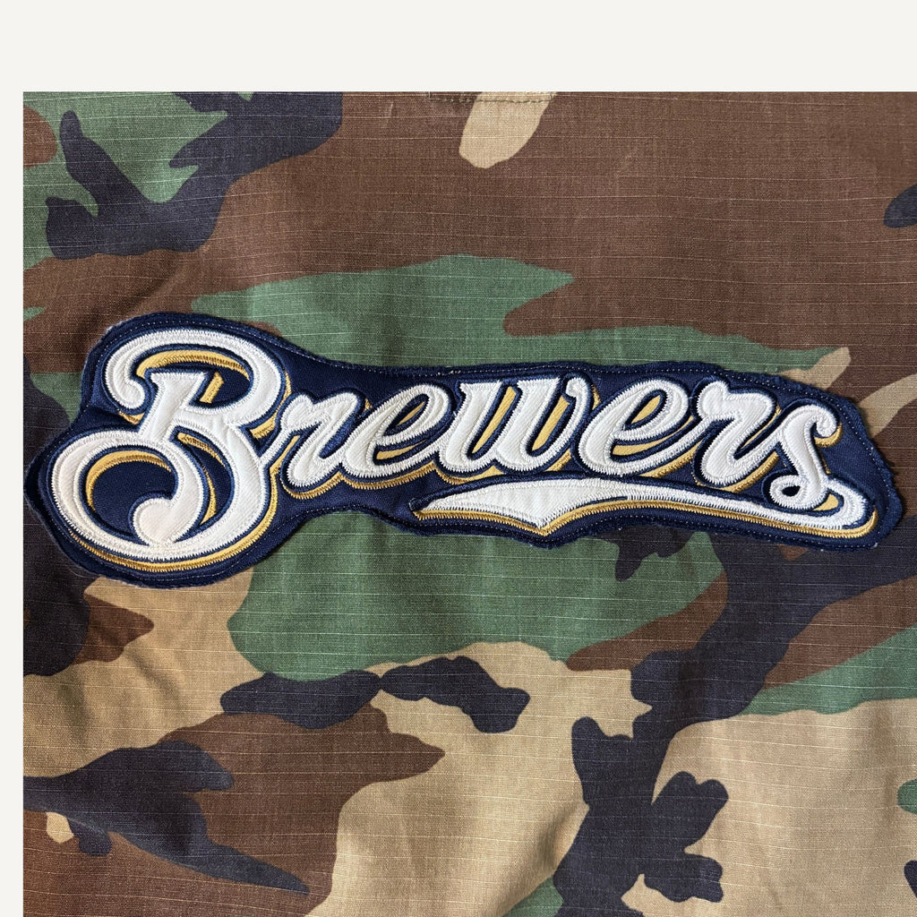 Milwaukee Brewers Cropped Camo Military Jacket — Size S