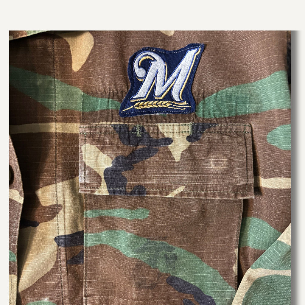 Milwaukee Brewers Cropped Camo Military Jacket — Size S