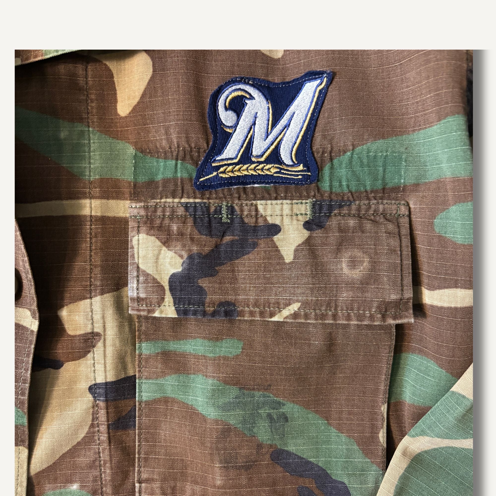 Milwaukee Brewers Cropped Camo Military Jacket — Size S