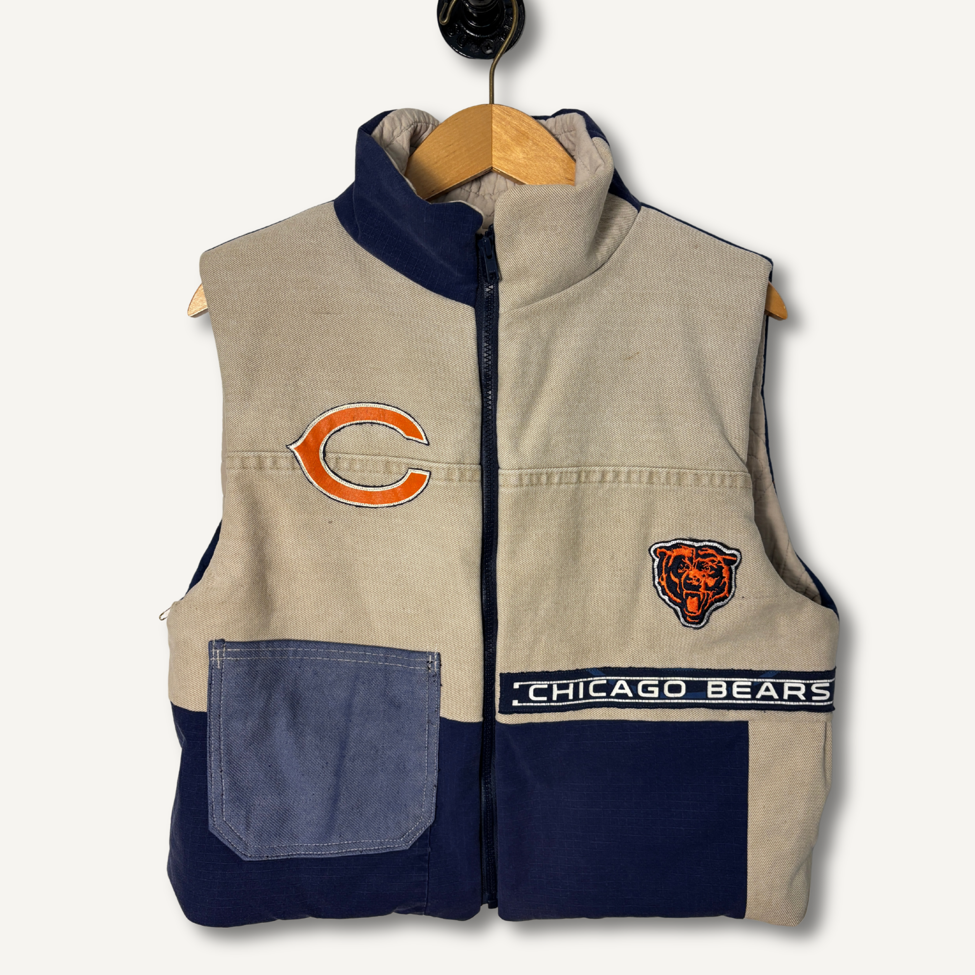 Chicago Bears Khaki & Navy Vest — Size M