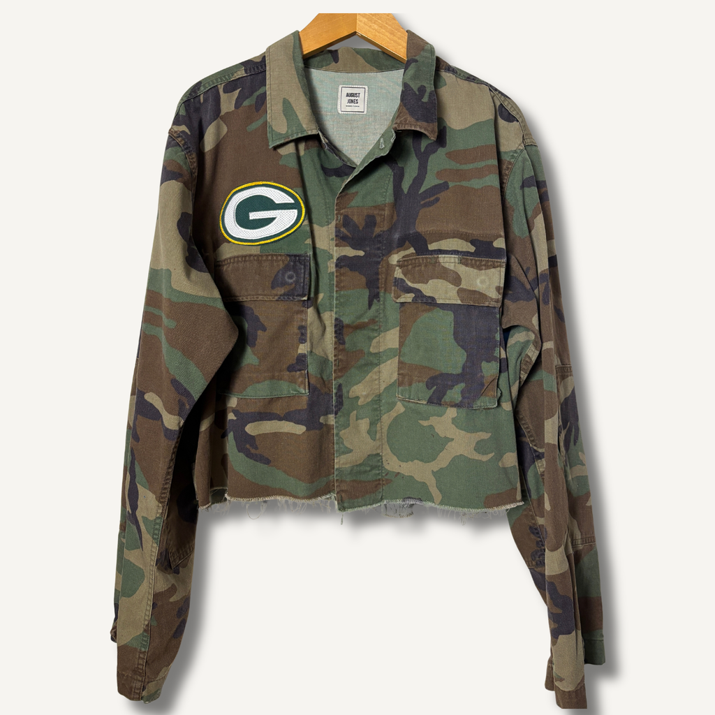 Green Bay Packers Camo Military Jacket — Size L/XL
