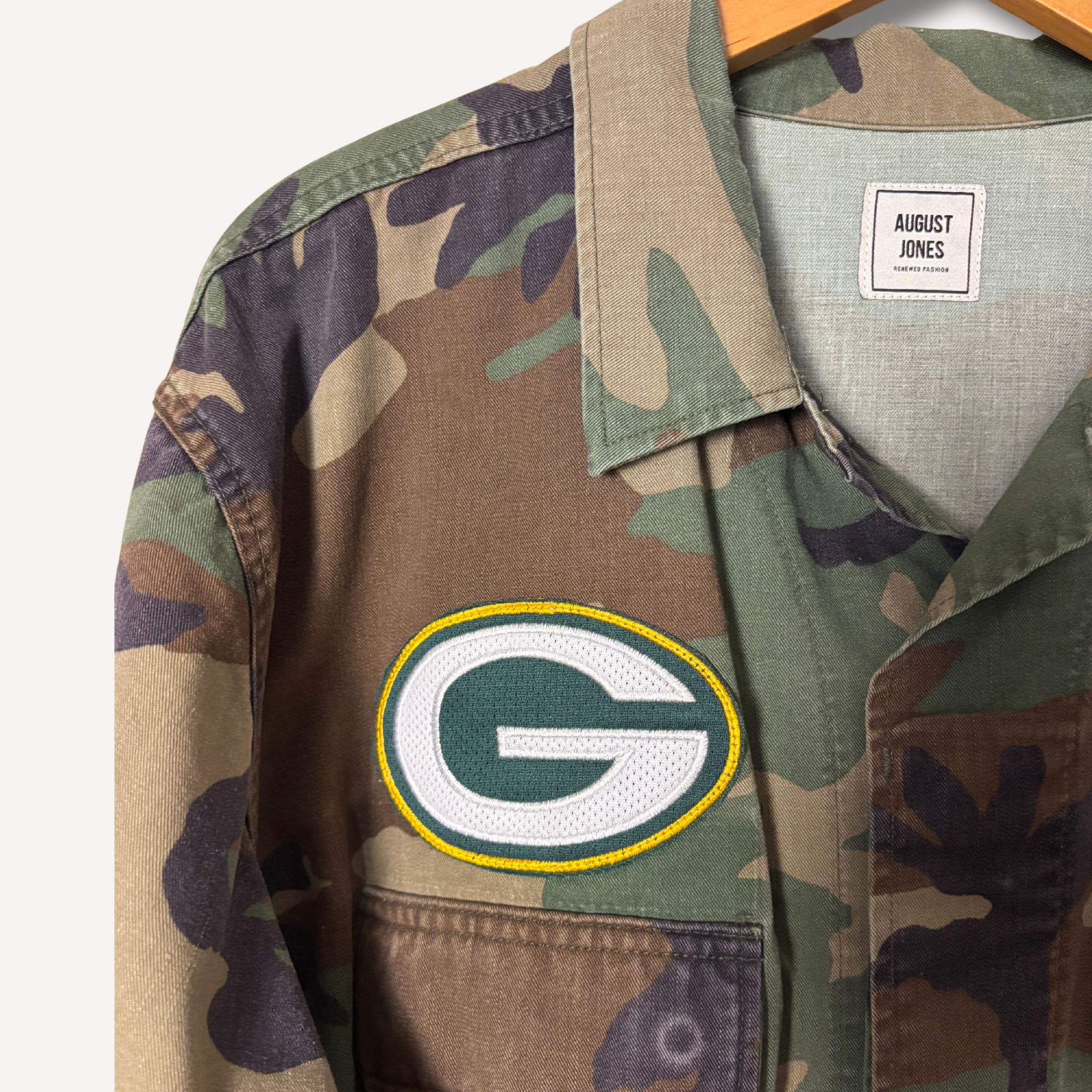Green Bay Packers Camo Military Jacket — Size L/XL