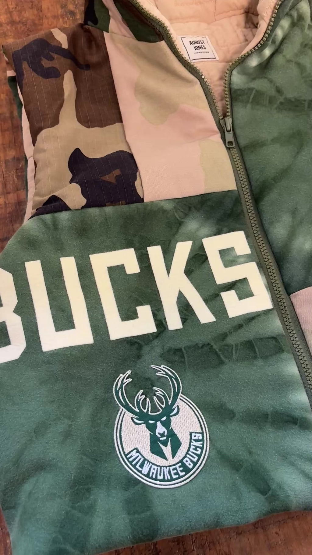 Milwaukee Bucks Camo Patchwork Vest — Size S